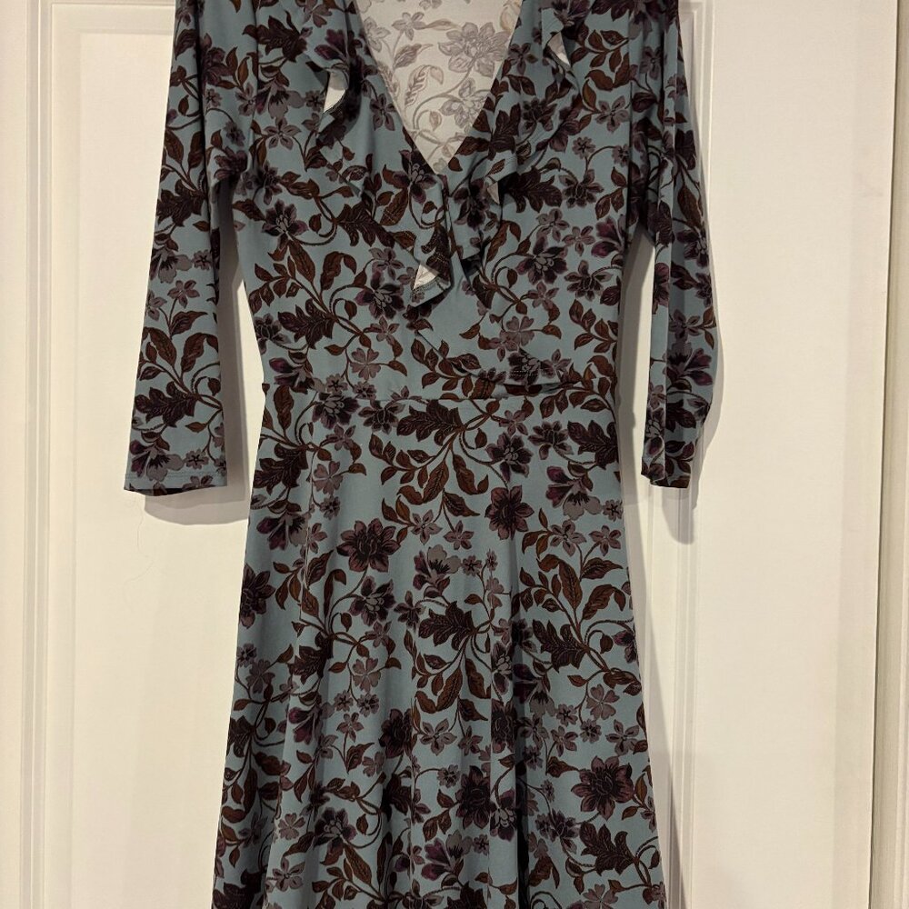 Stitch Fix Fortune + Ivy Salma Faux Wrap Brushed Knit Dress, Turquoise, Small